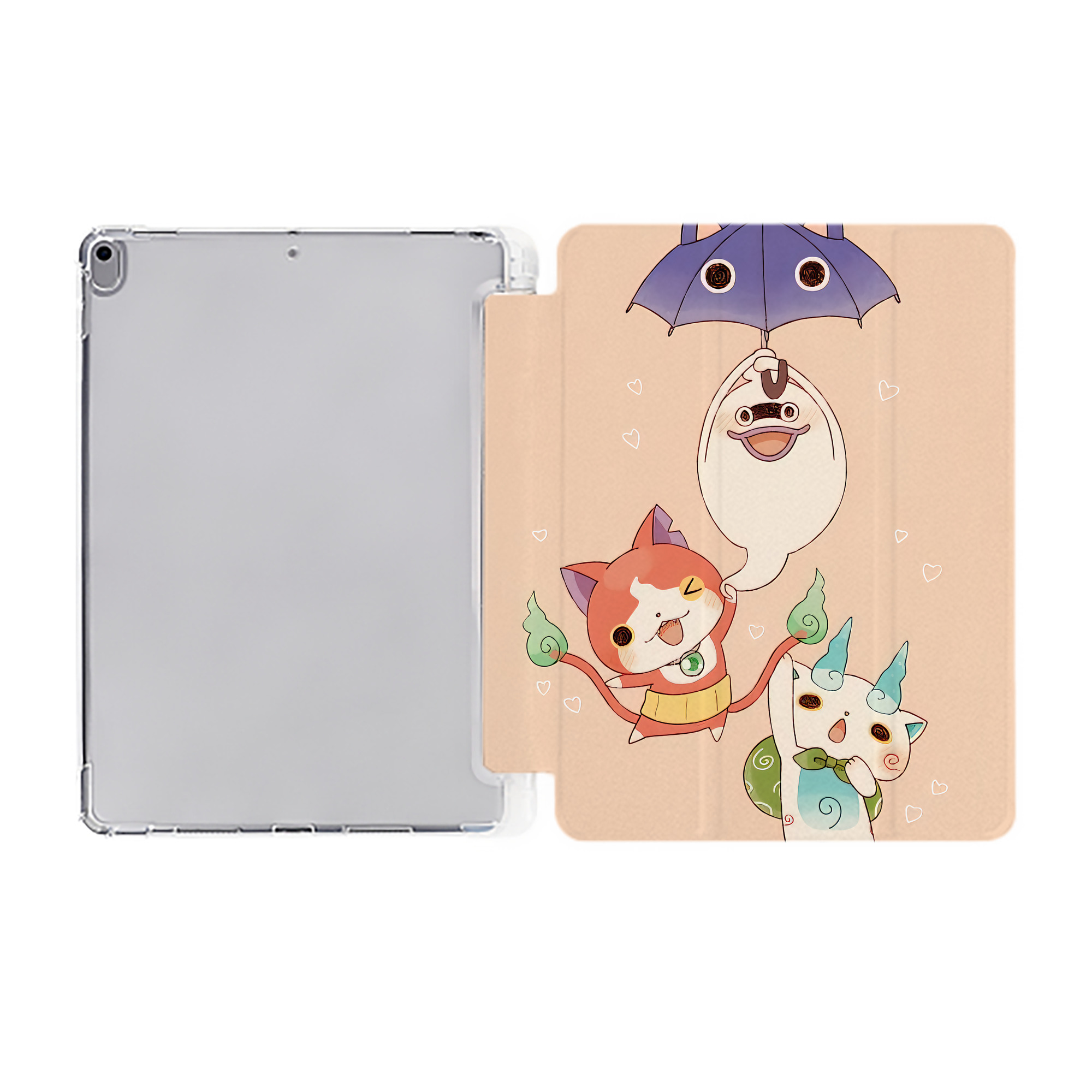 （画像用） 妖怪ウォッチ Yo-kai Watch IPad ケース ペン収納付き 三つ折りスタンド PUレザー×シリコン 対応機種9.5/10.5/10.9インチ